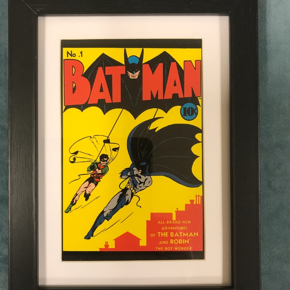 DC COMICS Framed/Matted 6”x8” Postcard Art by Bob Kane BATMAN #1 1940 Boy Wonder